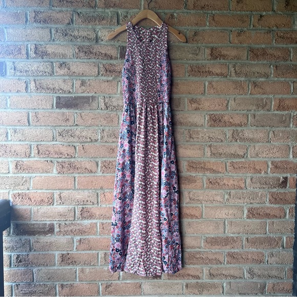 JAPNA | Pink & rose floral pattered halter racer back button up maxi dress - Picture 5 of 12